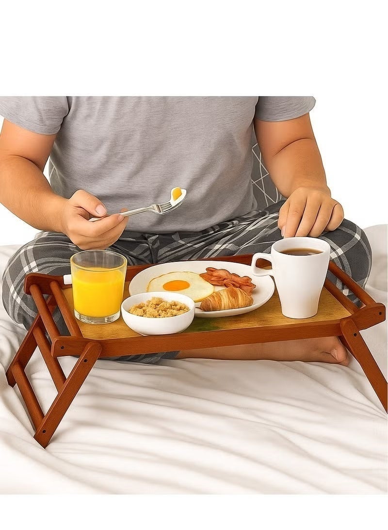 زوبا صينية للسرير من الخيرزان مع أرجل قابلة للطي بني - Image 2